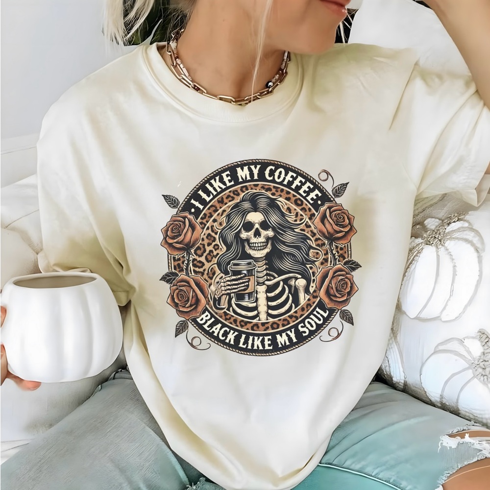 Coffee Lover Shirt, Black Coffee Shirt, Gothic Coffee Shirt, Dark Humor Shirt,